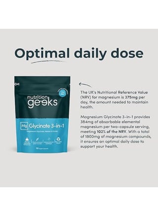 Magnesium Glycinate 3-in-1 Complex - 1800mg Supplements as Bisglycinate, Citrate & Malate 90 Vegan Capsules, Triple High Absorption 384mg Elemental, UK Made - view 5