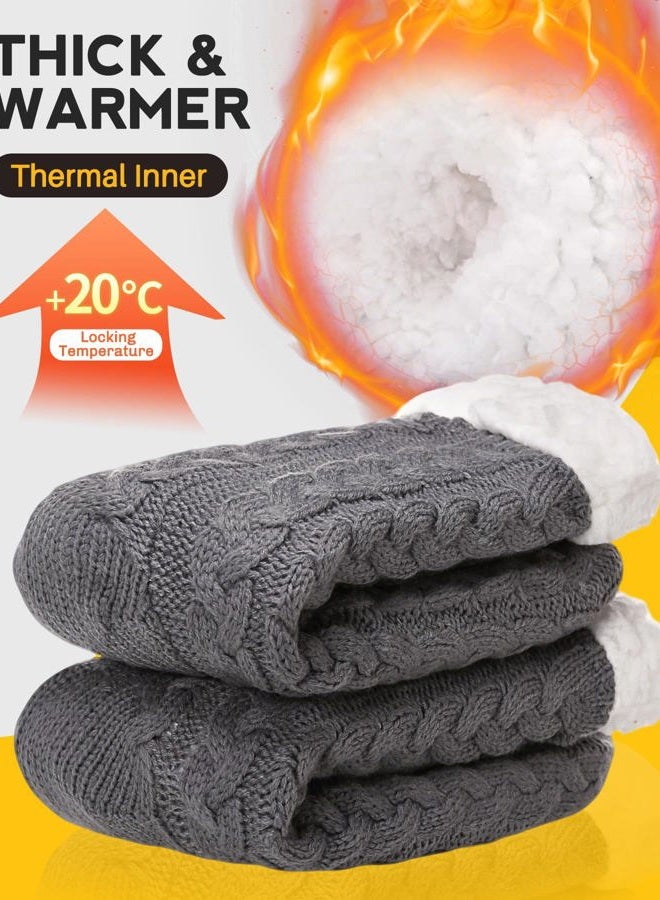 Yafeite Slipper Socks for Women with Grippers Non Slip, Winter Thick Thermal Fuzzy Socks, Warm Cozy Fleece-Lined House Sock, Gray, 6-10 - Image 3