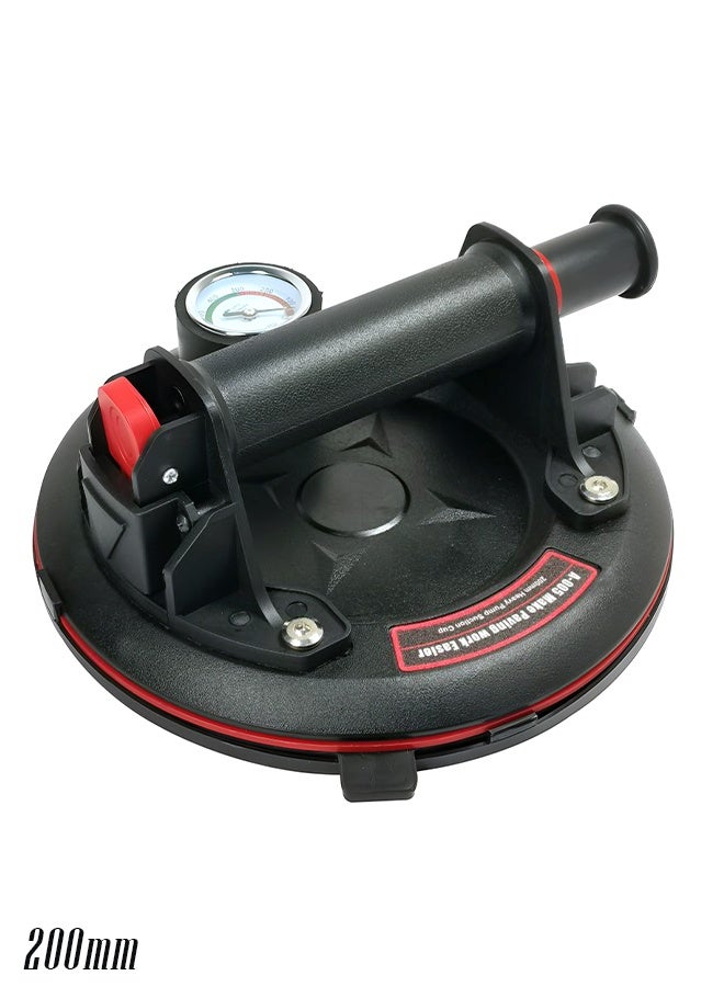 Heavy Duty 7.8 (200mm) Vacuum Suction Cup Lifter w/ Pressure Gauge & Red-Line Indicator, 200kg/440lbs Load Capacity | Hand Pump Glass Tile Granite Lifting Tool, Windshield Carrier - Image 1
