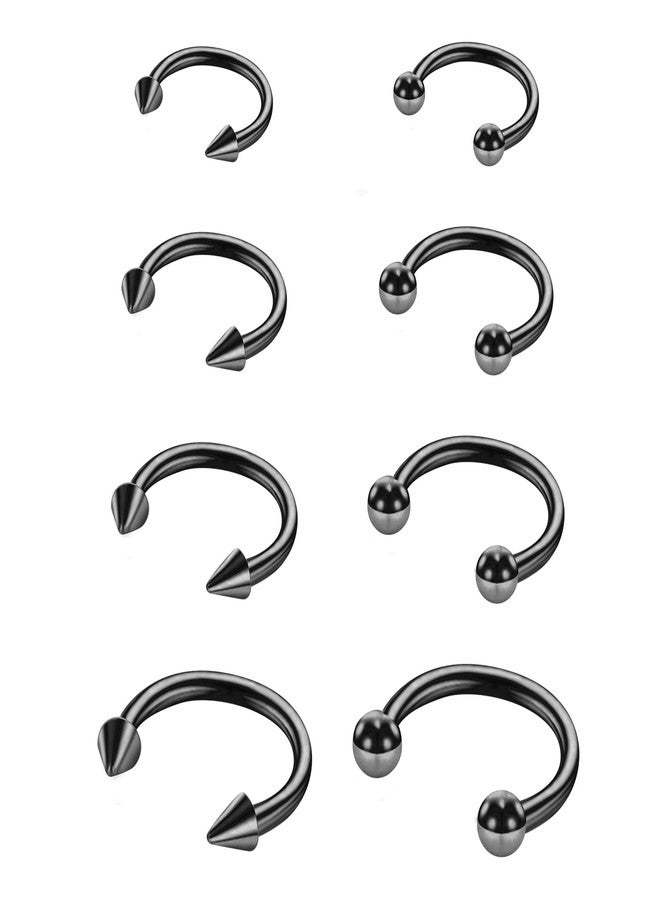 Yolev 8pcs 16G Horseshoe Rings Black Septum Ring Surgical Steel Nose Rings Hoop Septum Ring Cartilage Earrings Nose Eyebrow Tragus Helix Lip Rings Small Septum Piercing Jewelry For Women Men 6/8/10/12mm - Image 1