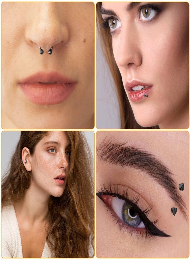 Yolev 8pcs 16G Horseshoe Rings Black Septum Ring Surgical Steel Nose Rings Hoop Septum Ring Cartilage Earrings Nose Eyebrow Tragus Helix Lip Rings Small Septum Piercing Jewelry For Women Men 6/8/10/12mm - Image 3