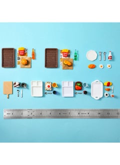 Civaner 38 Pcs Miniature Food Toy Miniature Doll House Accessories Miniature Play Sets Small Doll Food Dollhouse Food Hamburger Fries Soda Milk Juice Fast Food Set For Pretend Play Kitchen  - Image 4