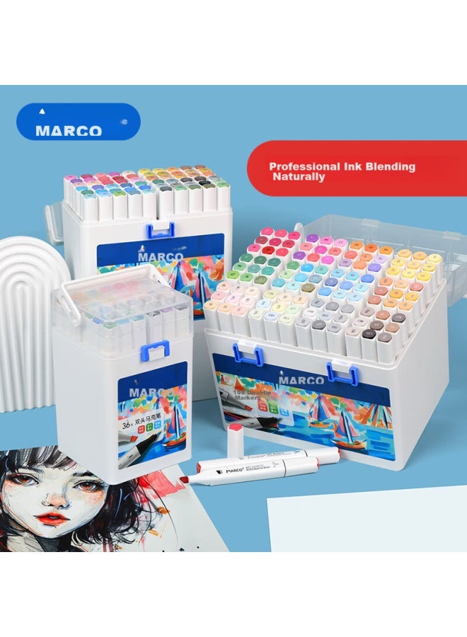 Marco Dual-tip Alcohol-based Markers, 36 Colors, Quick-drying, Professional Art Watercolor Pens For Students And Children, Painting Pigment Set, Gift, Back-to Present - Image 3