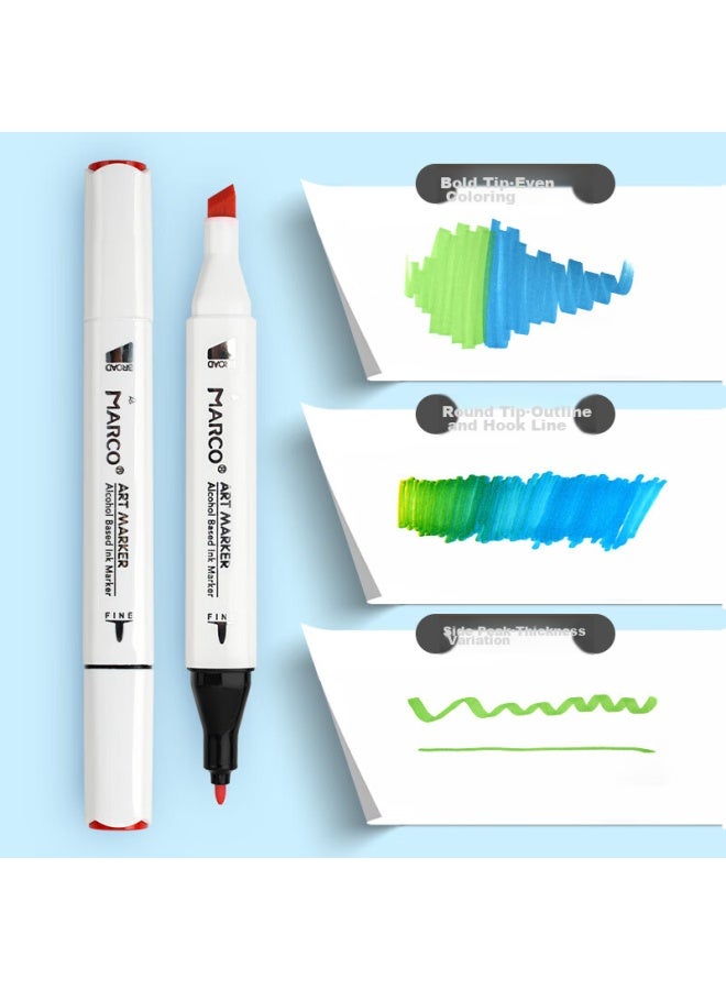 Marco Dual-tip Alcohol-based Markers, 36 Colors, Quick-drying, Professional Art Watercolor Pens For Students And Children, Painting Pigment Set, Gift, Back-to Present - Image 5