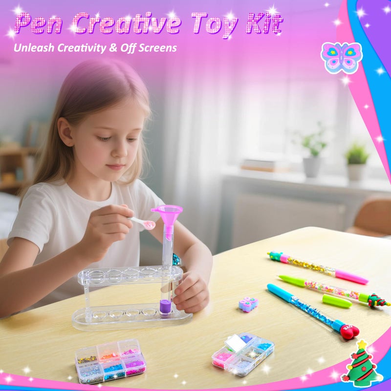 MOMUSE 50 Accessories DIY Pen Making Kit, Fun Pen Creator Studio â€“ Making 12 Sparkly Pens with Sequins Beads, Creative Art Craft Kits Birthday Back School Gift for Kids Tweens Girls 6 7 8 9 10 Years - Image 2