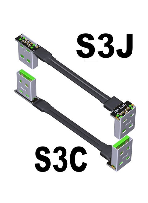 ADT-Link USB2.0 Ultra-fine Light Thin Short Flat Wire Double A Male Bend Angle High Current Power Supply Data Line-Color:S3C-S3J-Length:300cm