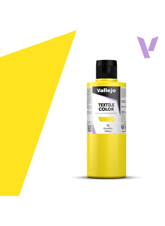 فاليجو طلاء أقمشة أصفر 12 – زجاجة 200 مل لامعة دائمة قابلة للغسل - Image 2