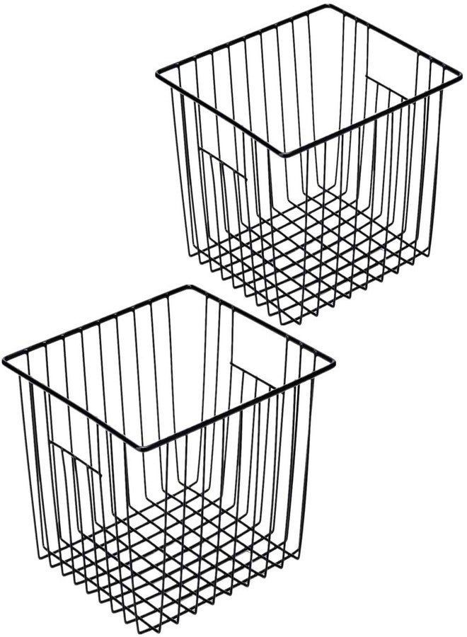 SANNO Freezer Baskets Wire Storage Basket, Metal Household Storage Organizer Baskets Bin for Pantry, Shelf, Freezer, Kitchen Cabinet, Bathroom Black - Image 1