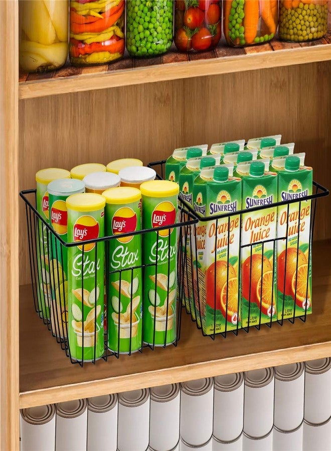 SANNO Freezer Baskets Wire Storage Basket, Metal Household Storage Organizer Baskets Bin for Pantry, Shelf, Freezer, Kitchen Cabinet, Bathroom Black - Image 2