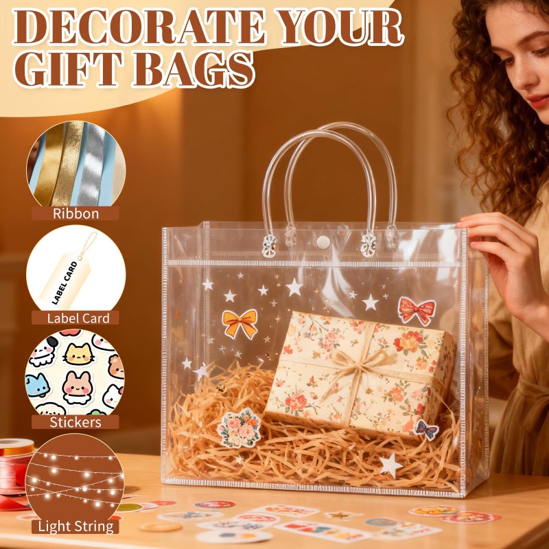 BadenBach 12 PCS Clear Gift Bags with Handles, 16" x 6" x 12" Extra Large Transparent Gift Wrap Bags, Reusable PVC Tote Bag Bulk for Party Favors, Shopping, Boutique, Wedding Birthday Mother's Day - Image 5