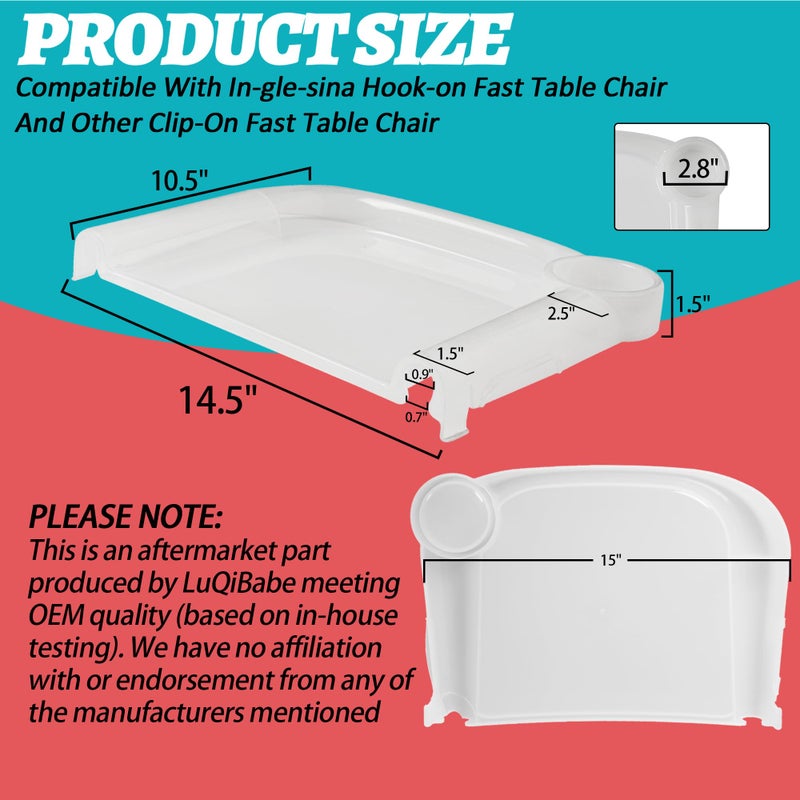 LuQiBabe Baby Dining Tray Compatible with In-gle-sina Fast Table Chair Portable Baby Feeding Tray for Clip-On Chair Hook-on Table Chair Tray Ideal for Baby Perfect for Meal, Restaurant - Clear Plastic - Image 2
