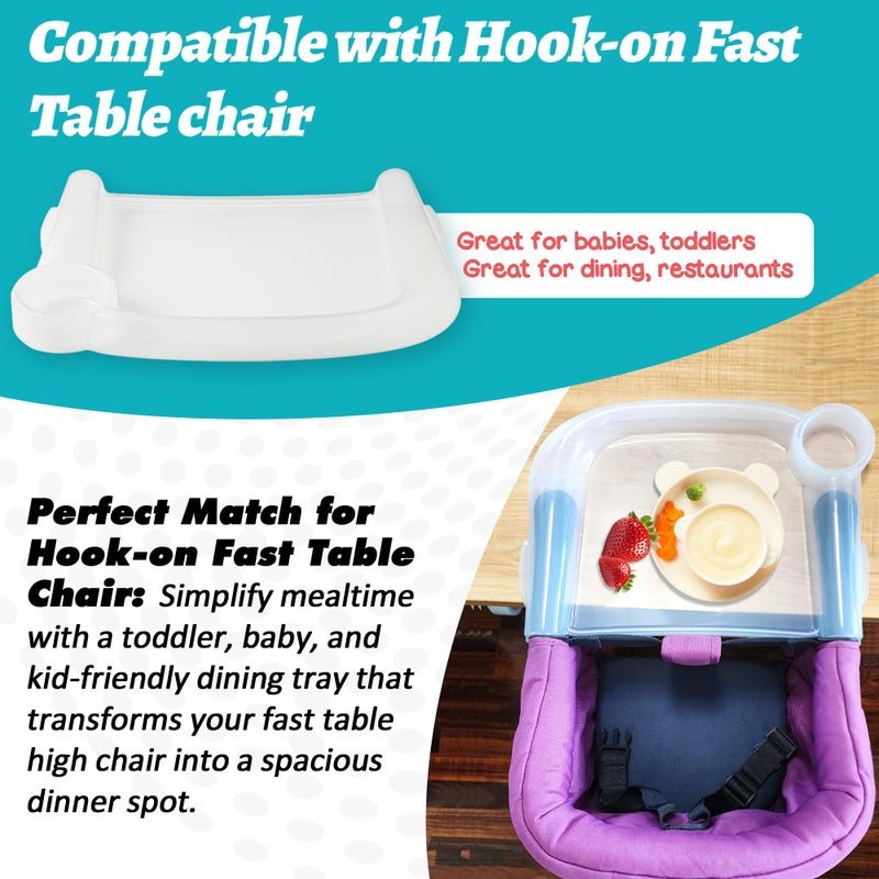 LuQiBabe Baby Dining Tray Compatible with In-gle-sina Fast Table Chair Portable Baby Feeding Tray for Clip-On Chair Hook-on Table Chair Tray Ideal for Baby Perfect for Meal, Restaurant - Clear Plastic - Image 3