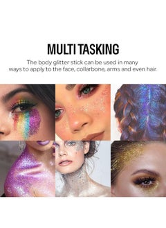 KYDA KYDA Body Glitter Stick, Chunky Glitter Gel for Face Body Hair, Sparkling Holographic Mermaid Sequins Paint, Lasting Multiuse Makeup Glitter Gel, Red  - Image 2