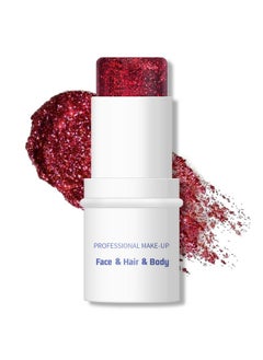 KYDA KYDA Body Glitter Stick, Chunky Glitter Gel for Face Body Hair, Sparkling Holographic Mermaid Sequins Paint, Lasting Multiuse Makeup Glitter Gel, Red  - Image 1