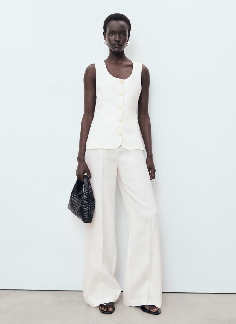 MANGO Suit-Style Linen Jumpsuit  - Image 1