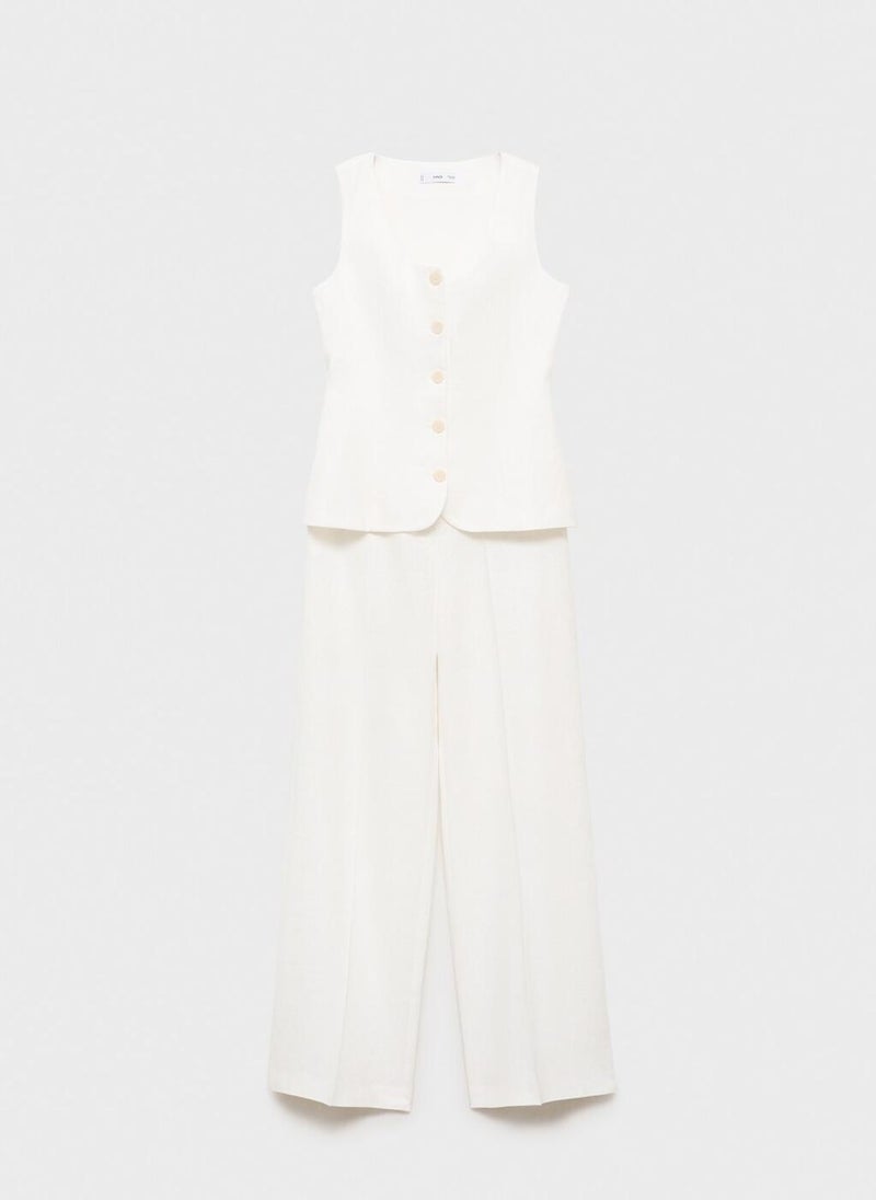MANGO Suit-Style Linen Jumpsuit  - Image 5