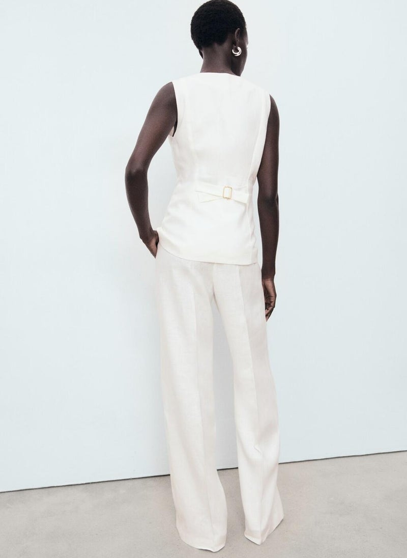 MANGO Suit-Style Linen Jumpsuit  - Image 2
