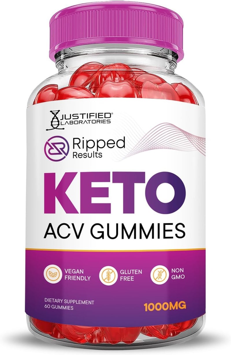Justified Laboratories 2 Pack Ripped Results Keto ACV Gummies Advanced Formula 1000MG Ripped Results Formulated with Pomegranate Beet Juice Powder B12 Vegan Non GMO 120 Gummys - Image 5