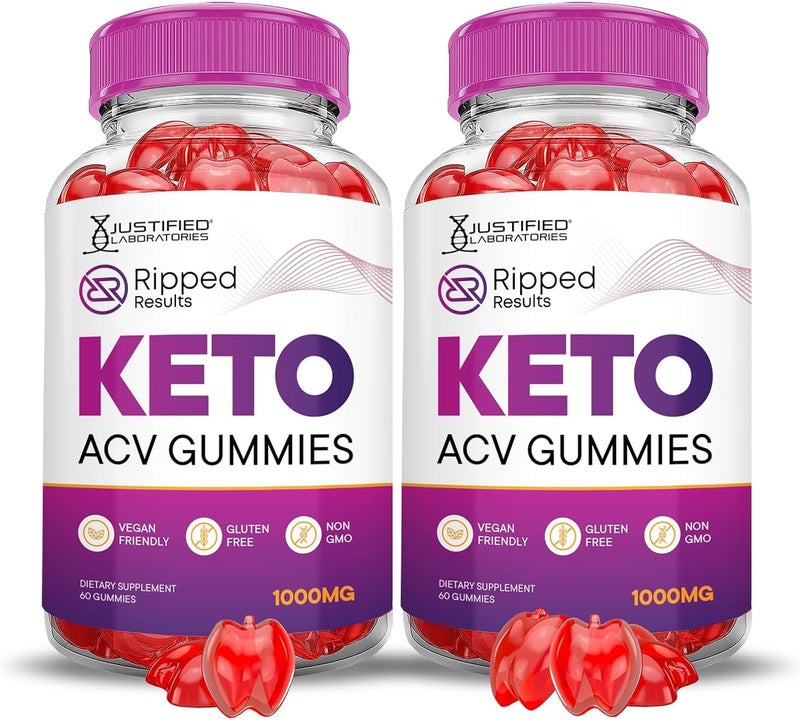 Justified Laboratories 2 Pack Ripped Results Keto ACV Gummies Advanced Formula 1000MG Ripped Results Formulated with Pomegranate Beet Juice Powder B12 Vegan Non GMO 120 Gummys - Image 1