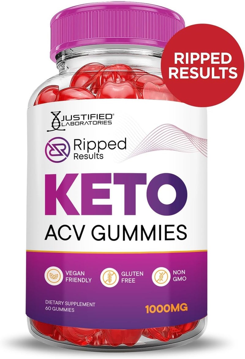 Justified Laboratories 2 Pack Ripped Results Keto ACV Gummies Advanced Formula 1000MG Ripped Results Formulated with Pomegranate Beet Juice Powder B12 Vegan Non GMO 120 Gummys - Image 4