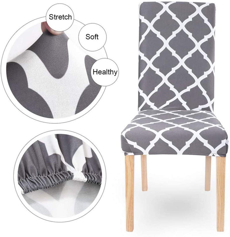 House of Quirk Polyester Removable & Washable Short Dining Chair Diamond Cover (Grey, 17.7-25" x 15.7-19.7" x 15.7-19.7") - Image 2