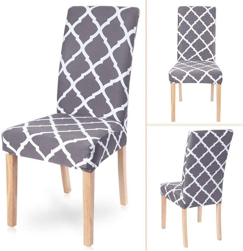 House of Quirk Polyester Removable & Washable Short Dining Chair Diamond Cover (Grey, 17.7-25" x 15.7-19.7" x 15.7-19.7") - Image 5