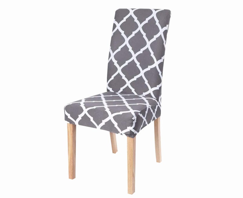 House of Quirk Polyester Removable & Washable Short Dining Chair Diamond Cover (Grey, 17.7-25" x 15.7-19.7" x 15.7-19.7") - Image 1