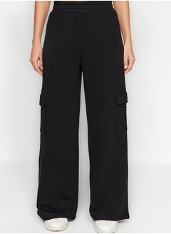 trendyol Black Thick Wide Leg Cargo Pocket Knitted Sweatpants  - Image 3