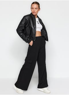 trendyol Black Thick Wide Leg Cargo Pocket Knitted Sweatpants  - Image 2