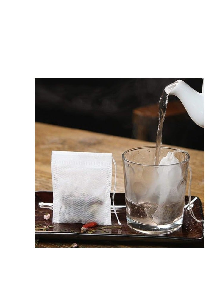 Tea filter bags 100 pack disposable empty tea bags, loose leaf tea infuser drawstring seal tea bags multipurpose non-woven fabric sachet bags for coffee spice herbs - Image 3