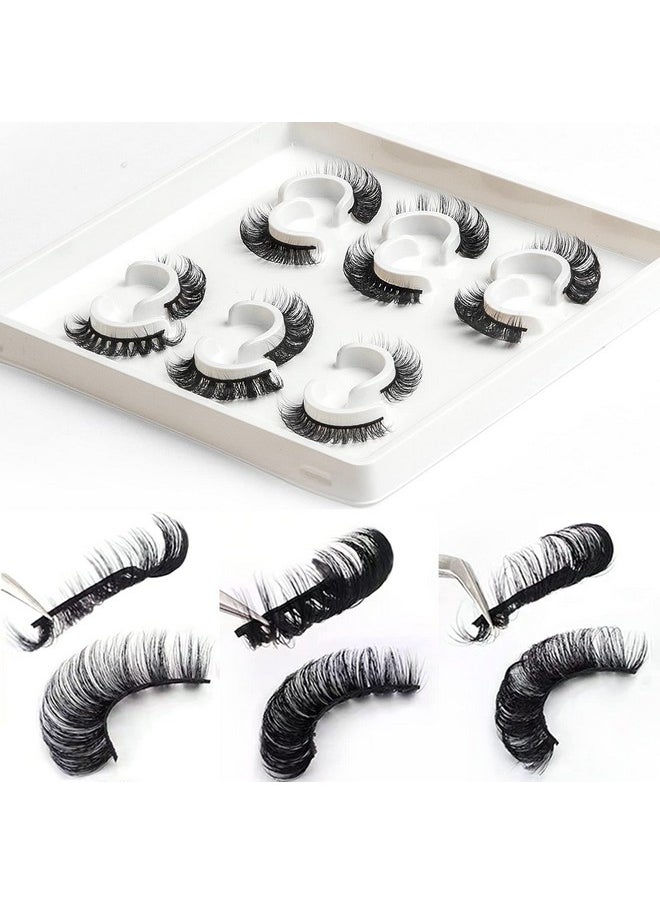 royaomis - 3D Fluffy Russian Strip Lashes, D Curl Lash Strips, Natural False Lashes Mink, Fluffy Eyelashes Mink, Natural Wispies Mink Eyelashes, Wispy Fake Lashes, Faux Mink Eyelashes Natural Look(6 Pairs) - Image 1