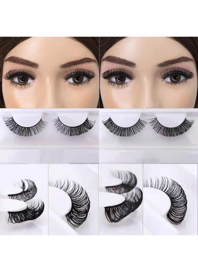 royaomis - 3D Fluffy Russian Strip Lashes, D Curl Lash Strips, Natural False Lashes Mink, Fluffy Eyelashes Mink, Natural Wispies Mink Eyelashes, Wispy Fake Lashes, Faux Mink Eyelashes Natural Look(6 Pairs) - Image 1