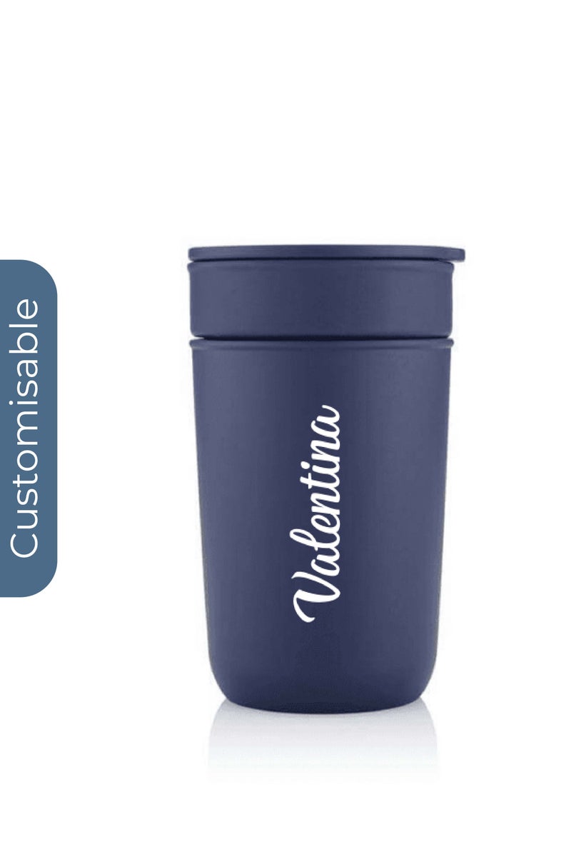 Hans Larsen Personalised Premium Ceramic Tumbler With Recycled Protective Sleeve - Blue - Image 1
