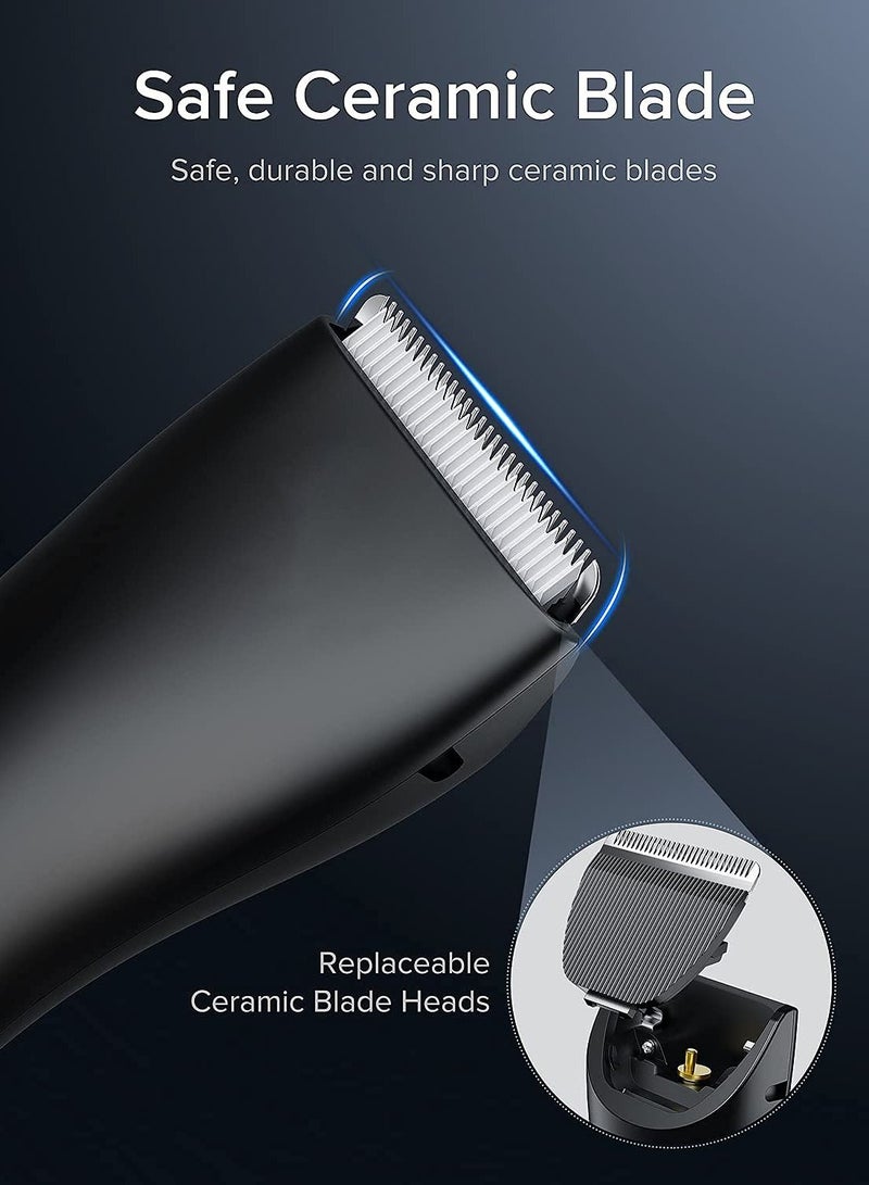 Groin Hair Trimmer for Men Waterproof Wet/Dry Clippers Body with Replaceable Ceramic Blade Heads LCD Display Rechargeable Built-in Battery Male Hygiene Razor - Image 2