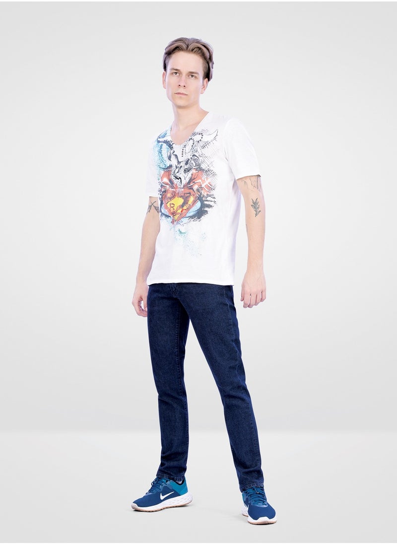 Web Denim Web Denim Dark Rinse Mid Waist Regular Fit Straight Jeans Fashionable Relaxed Fit Denim Pant For Men  - Image 1