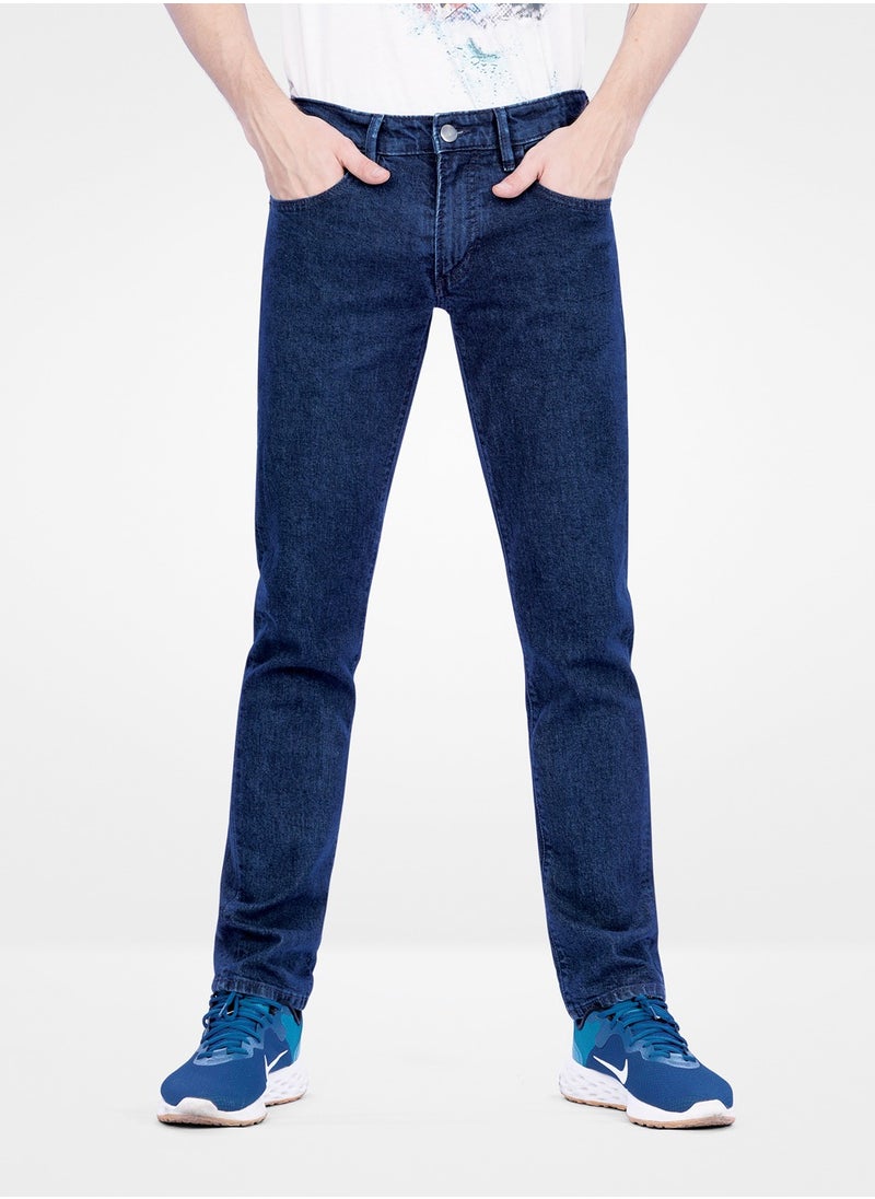 Web Denim Web Denim Dark Rinse Mid Waist Regular Fit Straight Jeans Fashionable Relaxed Fit Denim Pant For Men  - Image 2