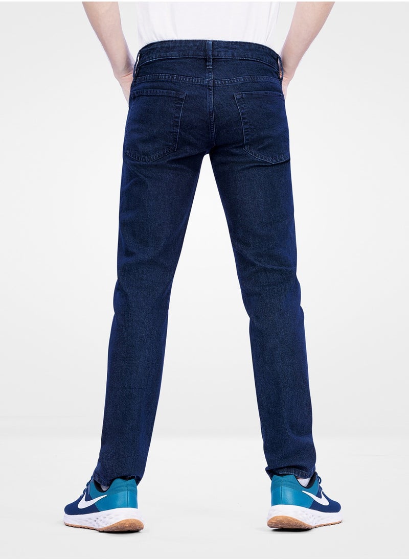 Web Denim Web Denim Dark Rinse Mid Waist Regular Fit Straight Jeans Fashionable Relaxed Fit Denim Pant For Men  - Image 3