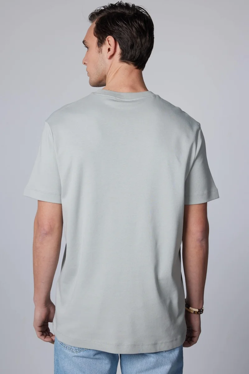 Tudors Relax Fit Comfortable Cut 100% Cotton Soft Textured Basic Crew Neck Gray T-Shirt