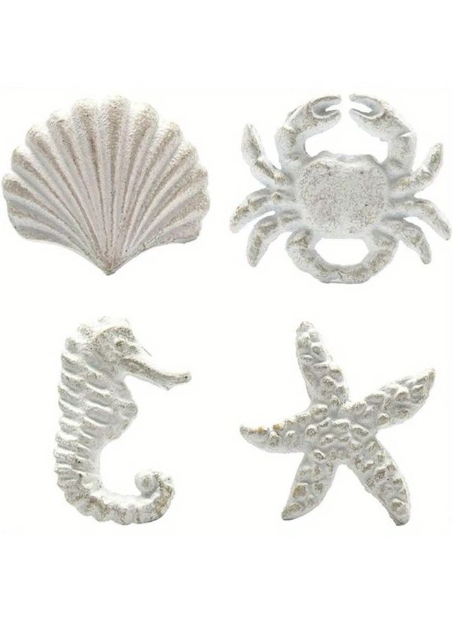 White Ocean Starfish Cabinet Knobs 4Pcs Nautical Sea Horse Drawer Pulls - Image 1