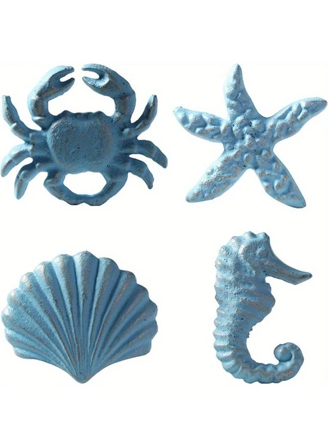 White Ocean Starfish Cabinet Knobs 4Pcs Nautical Sea Horse Drawer Pulls - Image 2