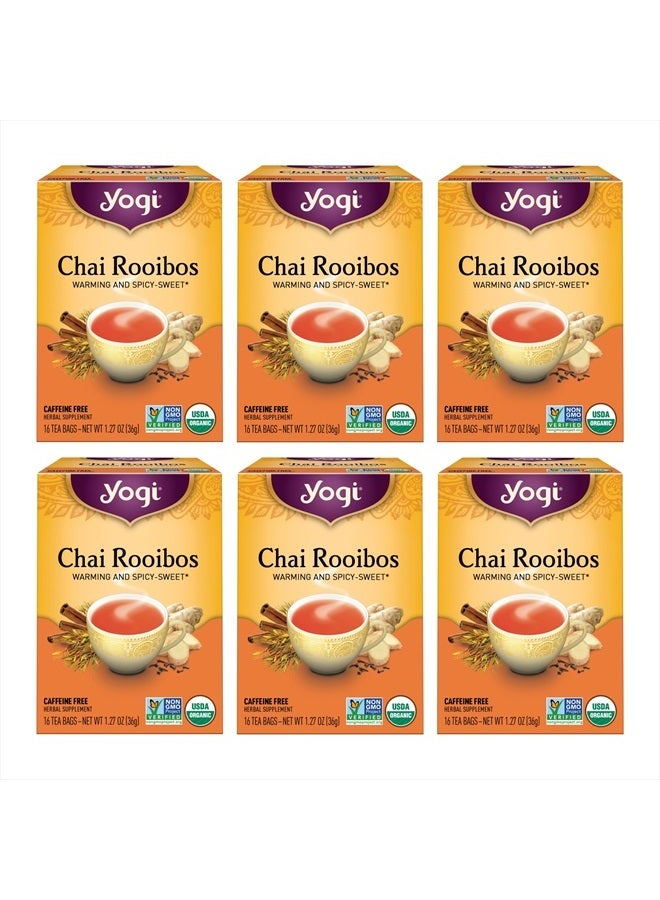 YOGI Tea Chai Rooibos Tea - 16 Tea Bags per Pack (6 Packs) - Spiced Organic Rooibos Tea - Provides Antioxidants - Caffeine-Free - Includes Cardamom, Cinnamon, Ginger & Clove  - Image 1