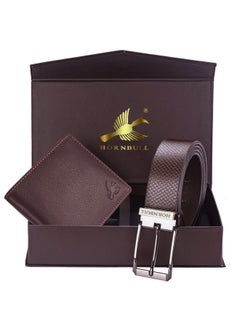 HORNBULL HORNBULL Mens Combo Brown Wallet and Belt | Gift Set for Men | Gift Hamper for Boys | Wallets Men Leather BW 69117  - Image 2