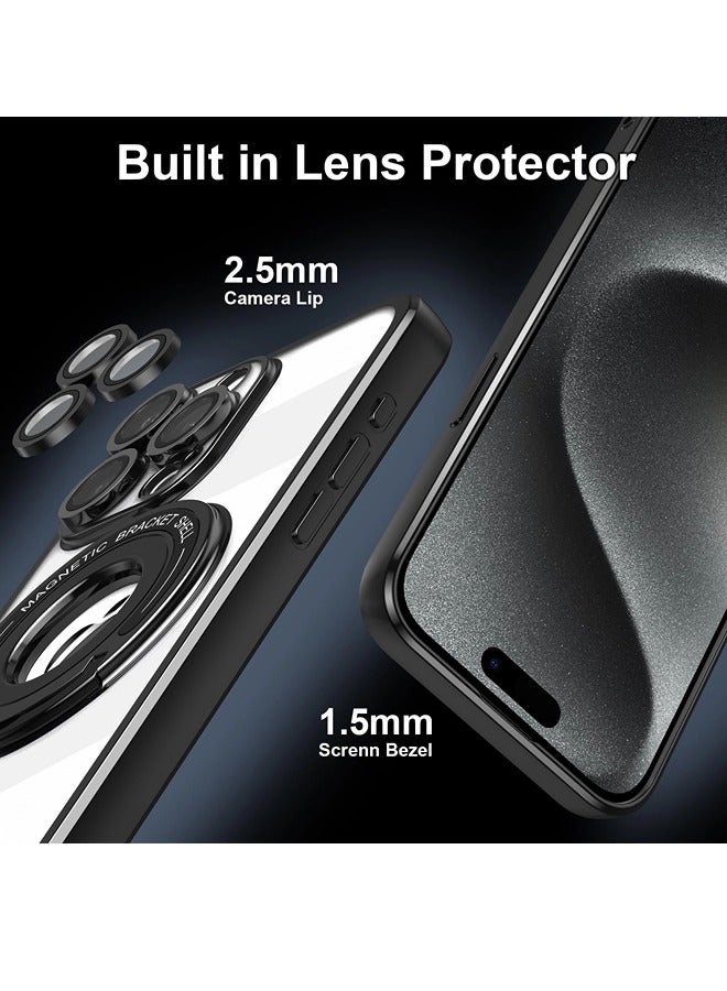 شيبشيب غطاء ايفون 15 برو،أغطية هواتف مغناطيسية شفافة مع حامي عدسة الكاميرا [متوافقة مع ماجسيف] غطاء واقٍ ناعم من البولي يوريثين المضاد للصدمات للنساء والفتيات والبنات - Image 3