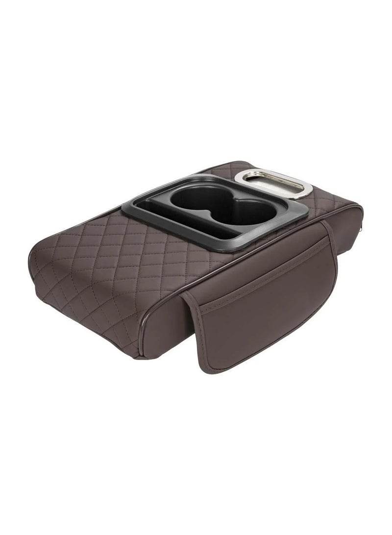 بلو فاير وسادة مسند ذراع السيارة متعددة الوظائف بضغط مدمج – وسادة مريحة فاخرة من الإسفنج المرن والجلد مع فتحة لتخزين الهاتف – تصميم مريح لتخفيف التعب أثناء القيادة – تناسب جميع أنواع السيارات – قاعدة غير قابلة للانزلاق وسهلة التركيب لمزيد من الراحة والأناقة في السيارة - Image 1