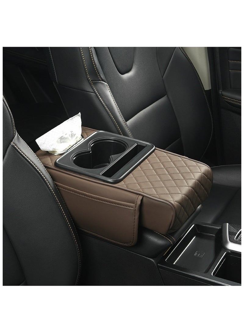 بلو فاير وسادة مسند ذراع السيارة متعددة الوظائف بضغط مدمج – وسادة مريحة فاخرة من الإسفنج المرن والجلد مع فتحة لتخزين الهاتف – تصميم مريح لتخفيف التعب أثناء القيادة – تناسب جميع أنواع السيارات – قاعدة غير قابلة للانزلاق وسهلة التركيب لمزيد من الراحة والأناقة في السيارة - Image 2