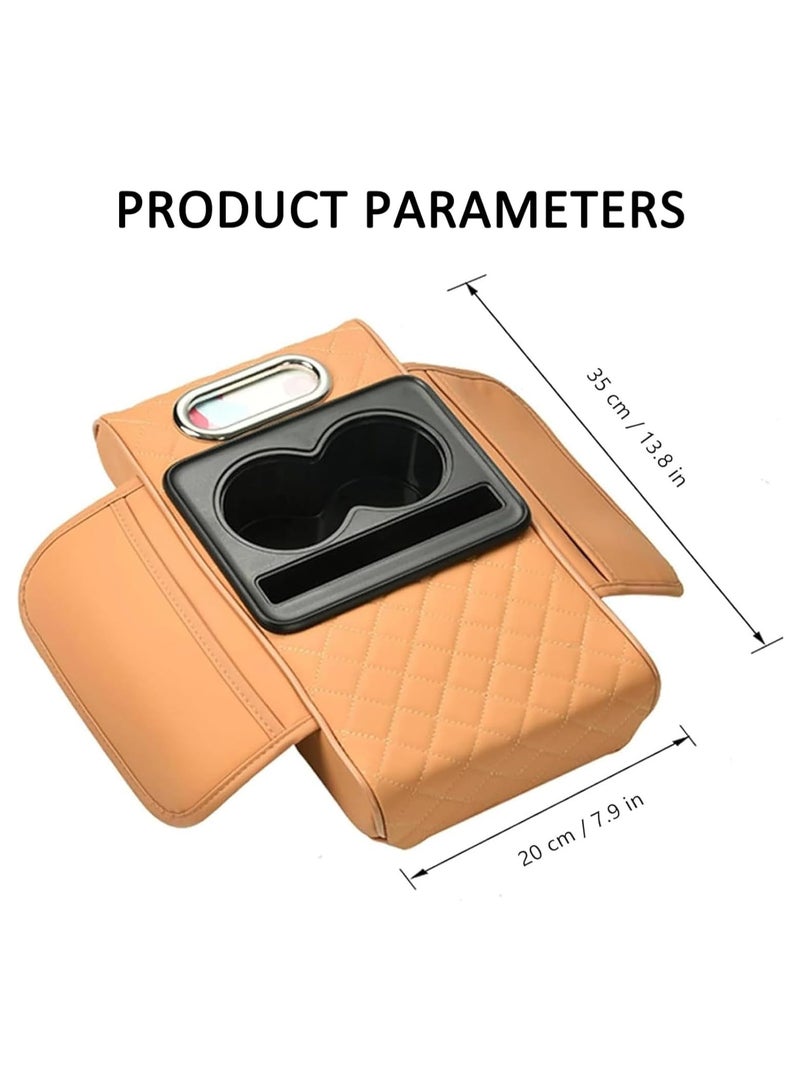 بلو فاير وسادة مسند ذراع السيارة متعددة الوظائف بضغط مدمج – وسادة مريحة فاخرة من الإسفنج المرن والجلد مع فتحة لتخزين الهاتف – تصميم مريح لتخفيف التعب أثناء القيادة – تناسب جميع أنواع السيارات – قاعدة غير قابلة للانزلاق وسهلة التركيب لمزيد من الراحة والأناقة في السيارة - Image 4