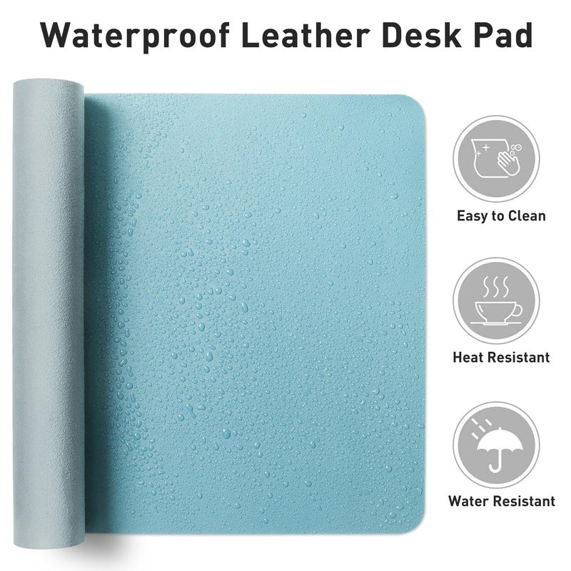 Aothia Large PU Leather Desk Pad Protector â€“ Non-Slip Mouse Pad & Writing Mat for Office/Home, Waterproof, Easy to Clean (31.5" x 15.7", Blue Topaz) - Image 4