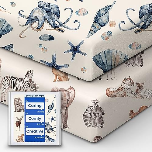 Premium Fitted Baby Boy Crib Sheets for Standard Crib Mattress  UltraSoft Jersey Knit Crib Mattress Sheet Safe and Snug Durable Stylish Crib Sheet 28x52x9 Extra Deep Pocket