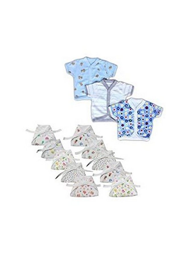 FARETO New Born Baby Combo Of 2 Items Baby White Hosiery Nappies Pack Of 10 Pcs And Baby Half Sleves Shirt Pack Of 3 Pcs (Assorted) (0 3 Month) - Image 1