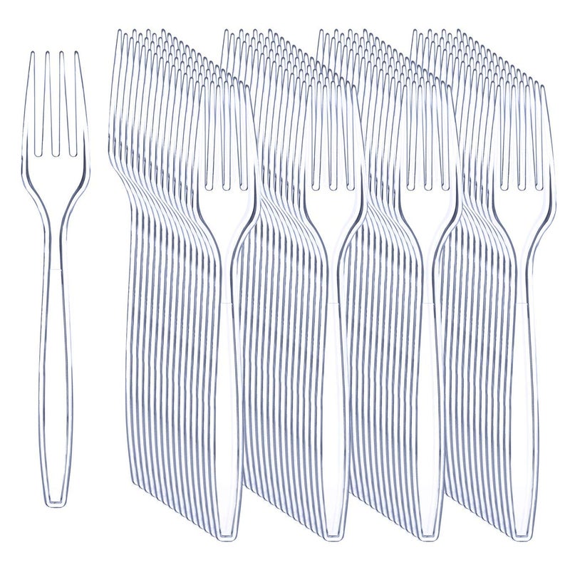 Liacere 360Pcs Clear Plastic Forks  Heavy Duty Plastic Forks BPAFree 67inch Clear Disposable Cutlery Suitable for Parties and Restaurants Perfection at the Tip of Your Fork